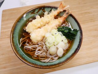 白ねぎ輪切りスライスの蕎麦